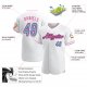 Men's Custom White Light Blue-Pink Authentic Baseball Jersey