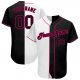Men's Custom White-Black Pink Authentic Split Fashion Baseball Jersey