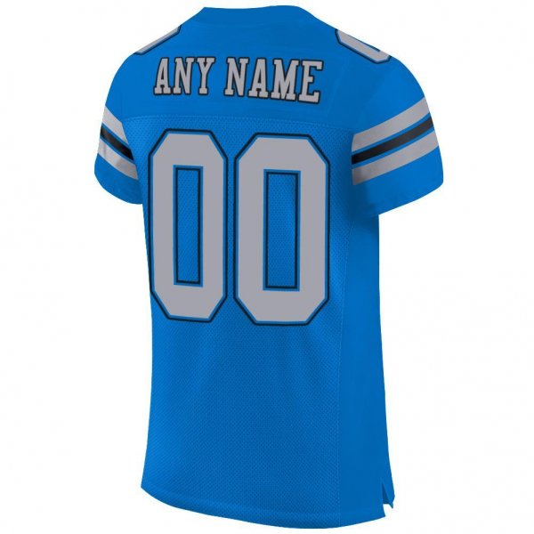 Kid's Custom Panther Blue Light Gray-Black Mesh Authentic Football Jersey